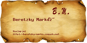 Beretzky Markó névjegykártya
